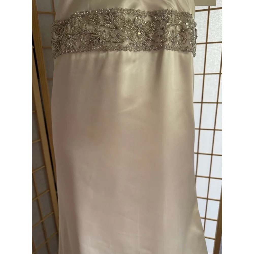 GALINA SIGNATURE NWT womens ivory ruched bodice charmeuse halter bridal gown